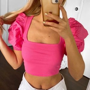 Zara Pink Puff Sleeve Top